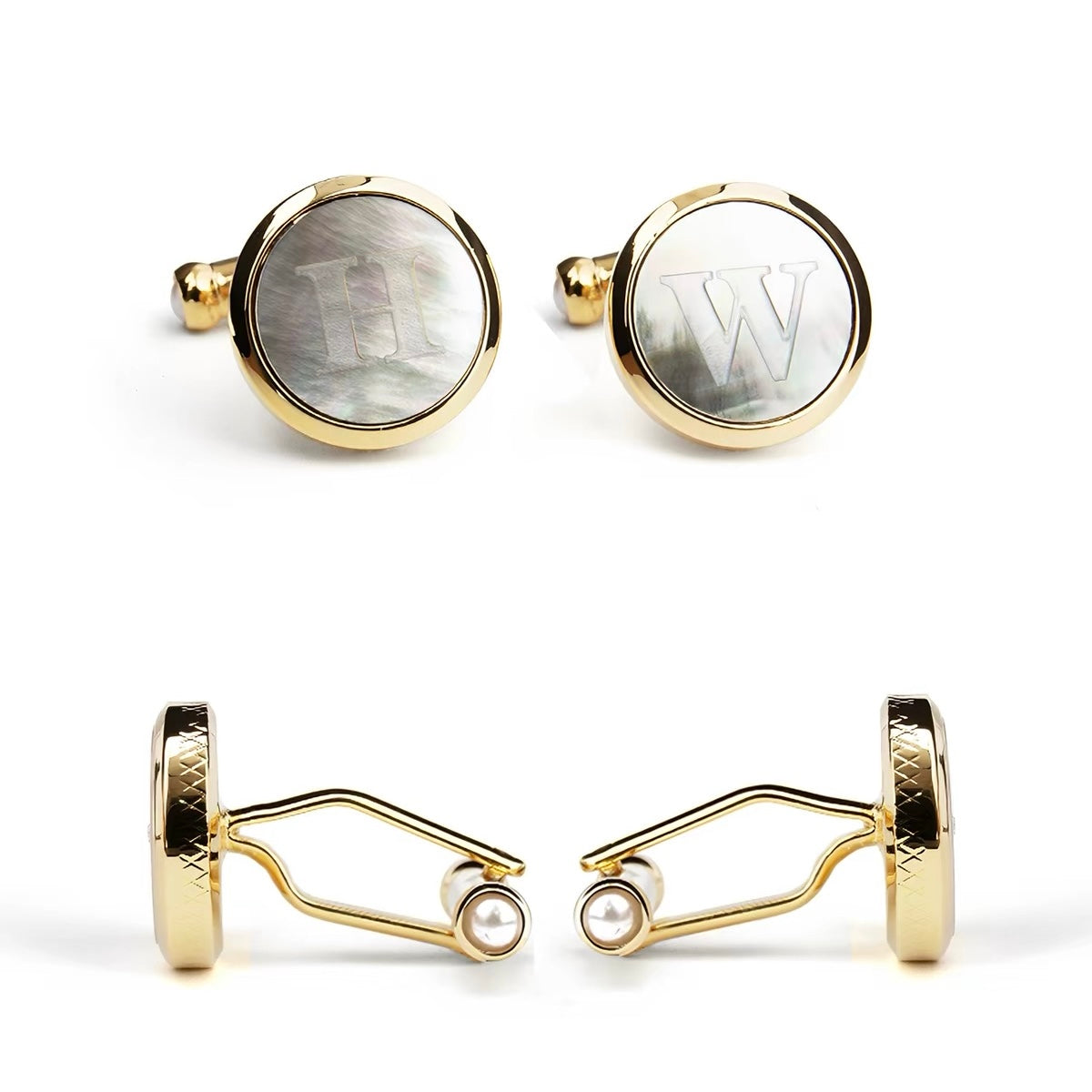Personalized Mother of Pearl Initial Cufflinks, Engraved Letter Jewelry, Gift for Him,Custom Gifts