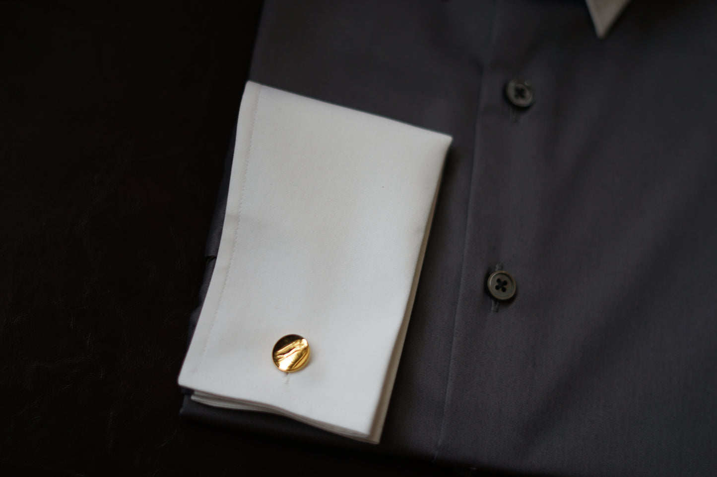 Custom Gray Cotton French Cuff Shirt CANCLINI Fabric