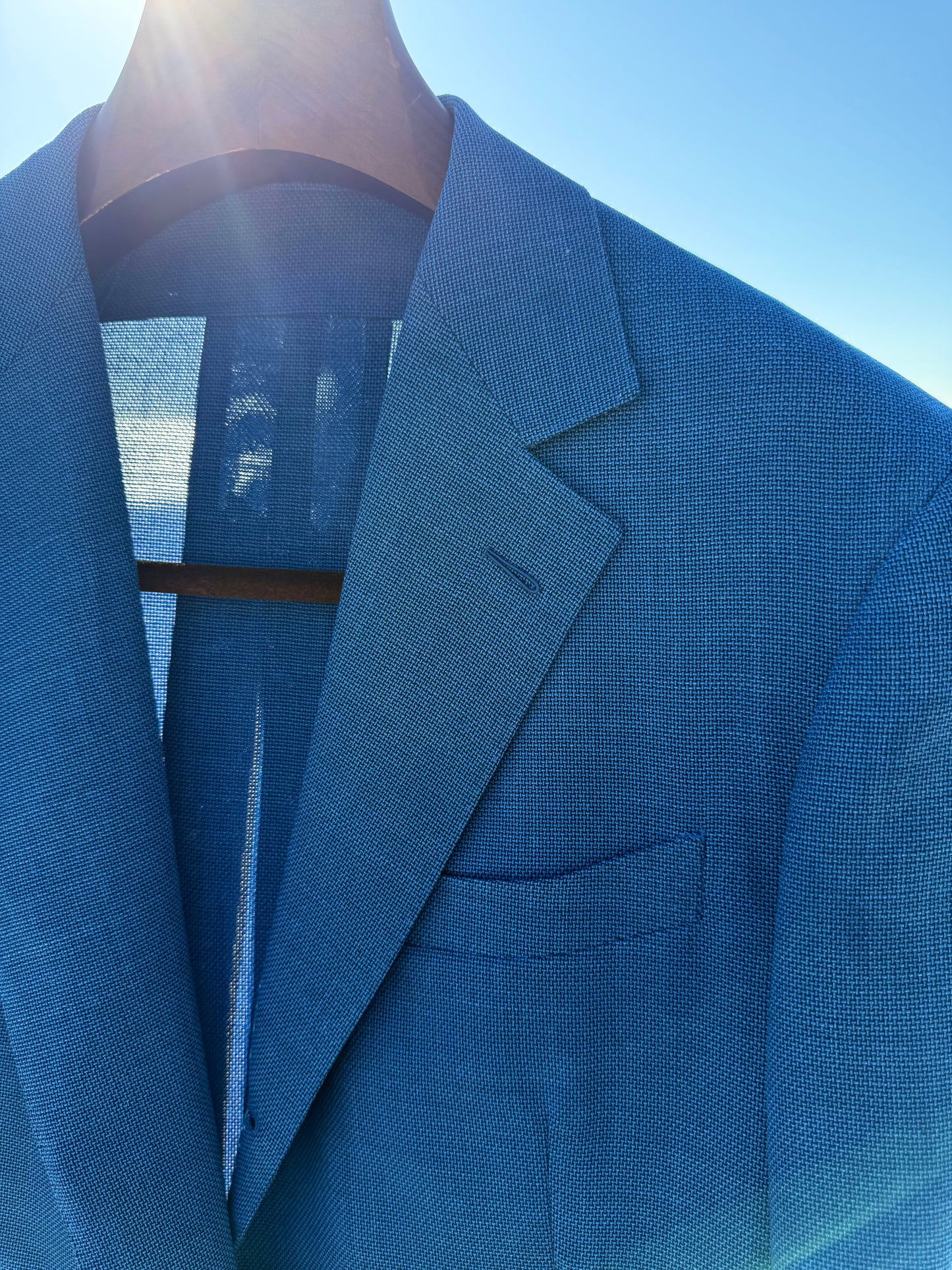 Custom Men’s Lightweight Hopsack Blazer – Full Canvas, Stiff Free, Wrinkle-Resistan