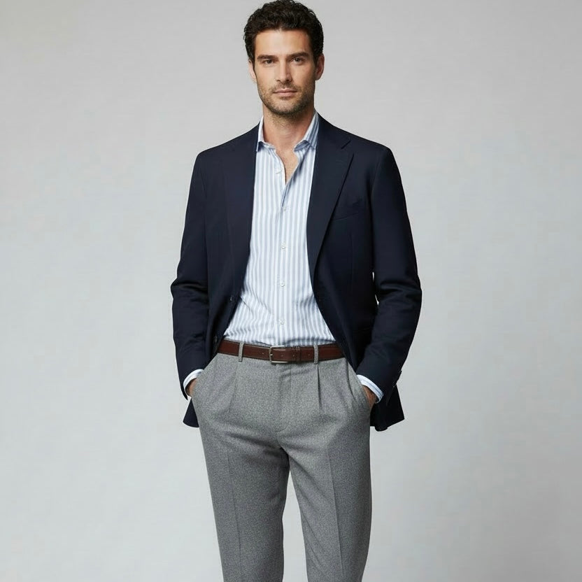 The Navy Blazer and Gray Trousers Rule Most Men Get Wrong