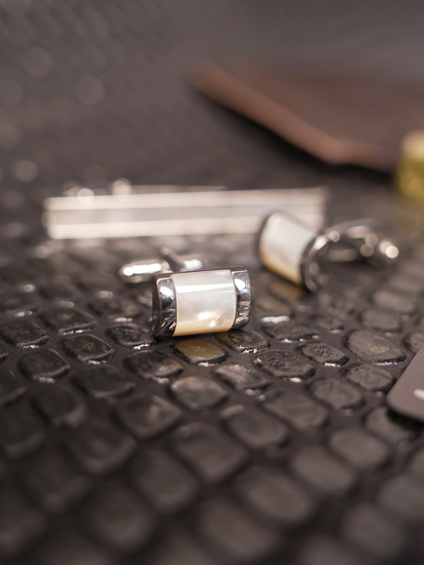 Silver Stainless Steel Cufflink and Tie Clip Set