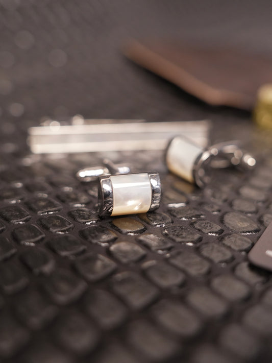 Silver Stainless Steel Cufflink and Tie Clip Set