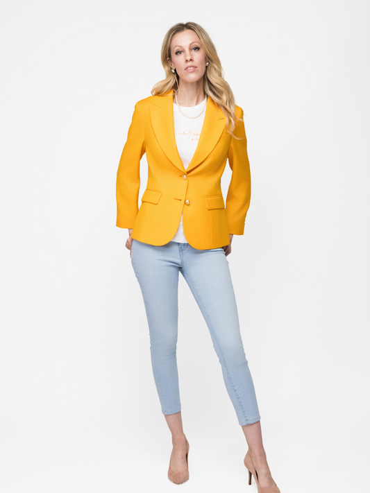 Women's Tailored Orange Worsted Wool Blazer