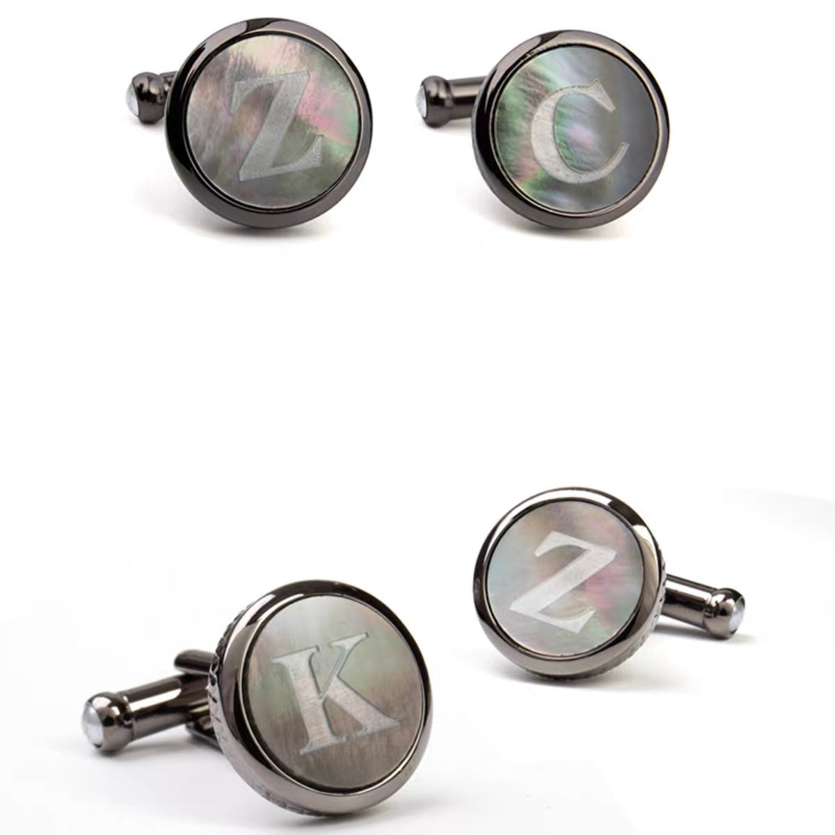 Personalized Mother of Pearl Initial Cufflinks, Engraved Letter Jewelry, Gift for Him,Custom Gifts