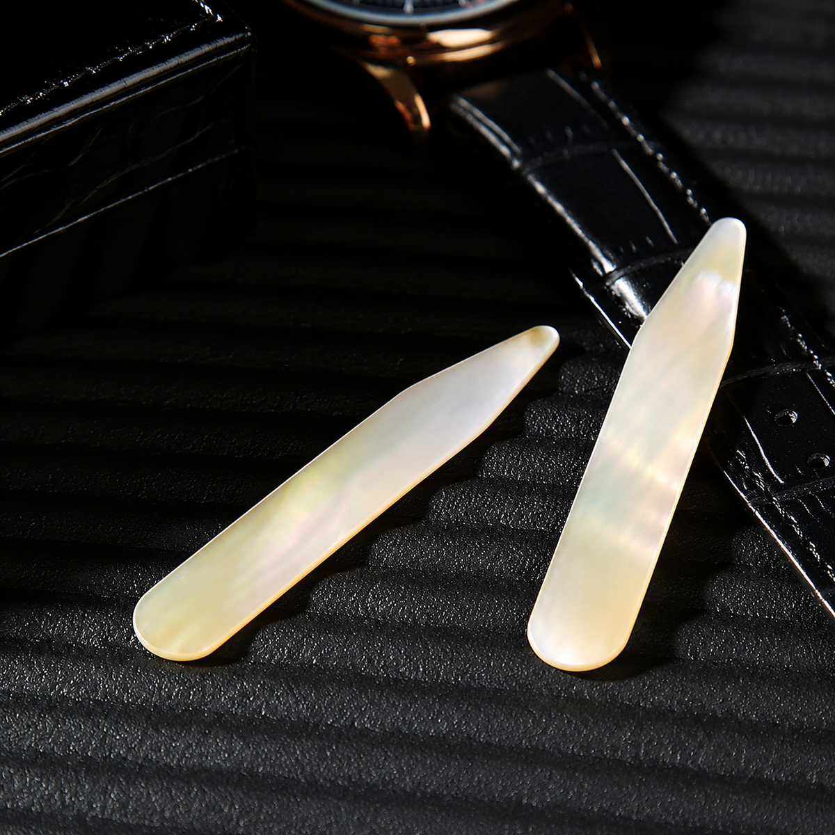 Personalized Collar Stays for Men, Engraved Mother of Pearl Gift, Custom Monogram Dress Shirt Accessory, Made to Order