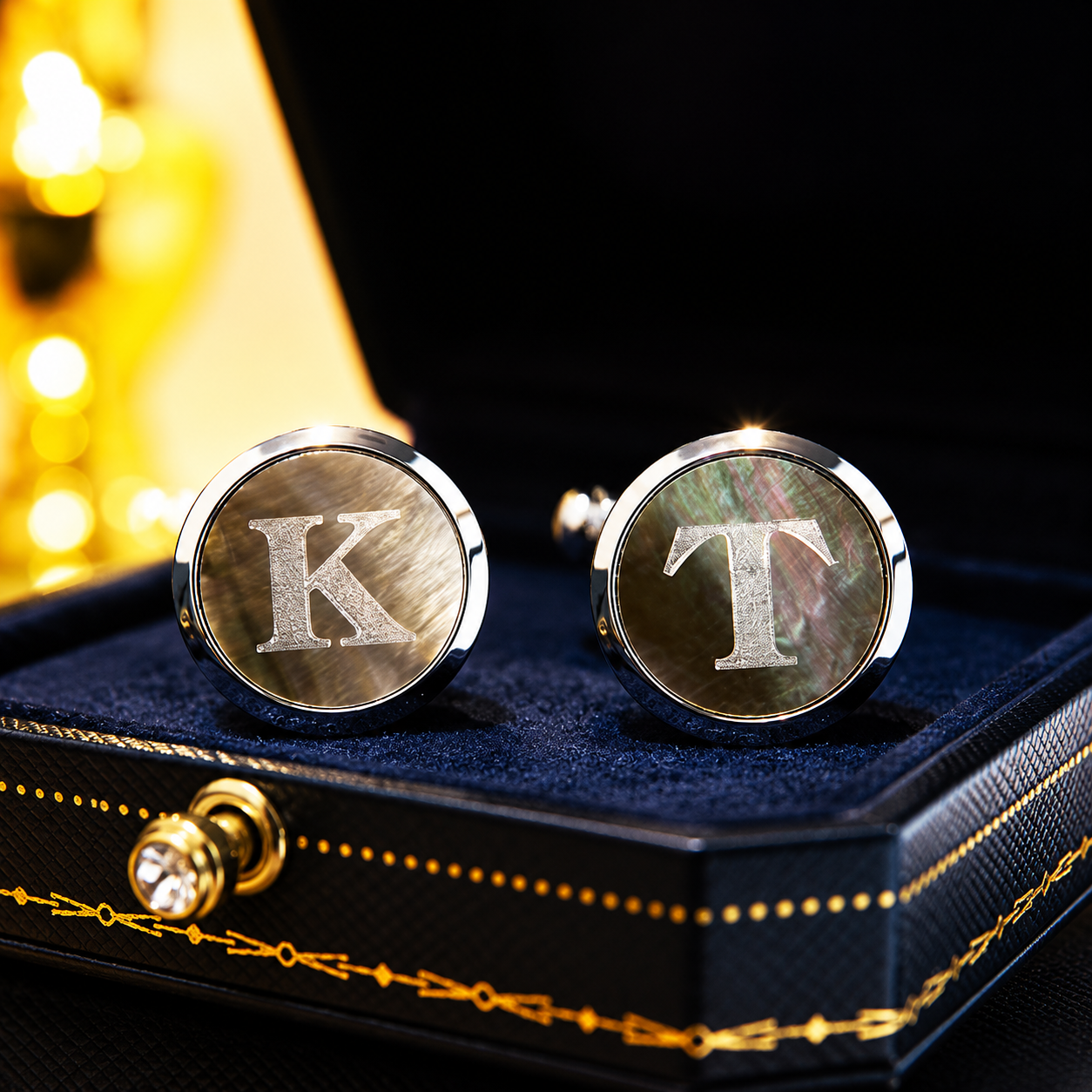 Personalized Mother of Pearl Initial Cufflinks, Engraved Letter Jewelry, Gift for Him,Custom Gifts