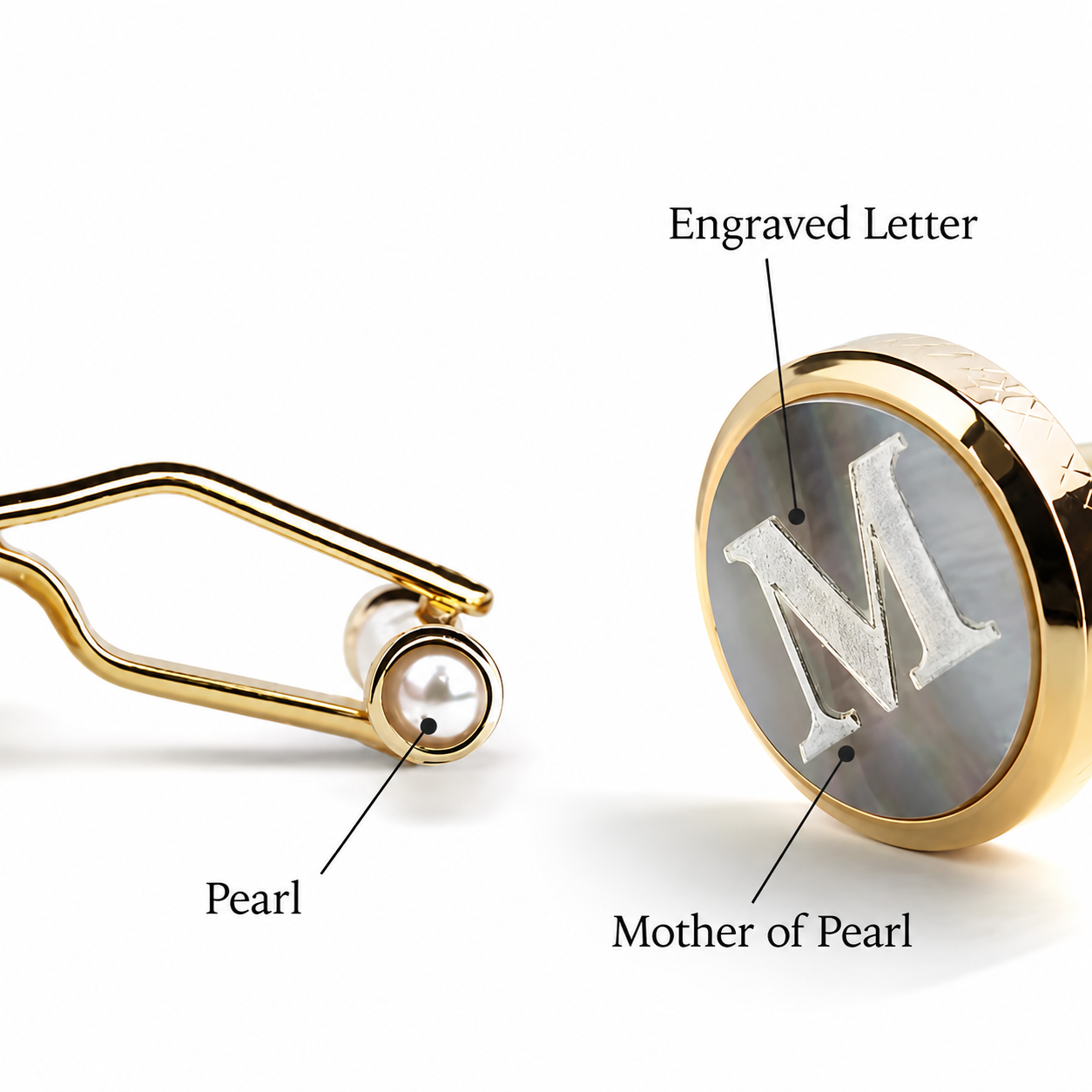 Personalized Mother of Pearl Initial Cufflinks, Engraved Letter Jewelry, Gift for Him,Custom Gifts