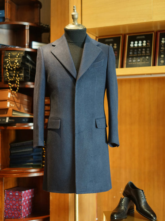Navy Wool and Cashmere Blend Chesterfield Overcoat – Modern Edition