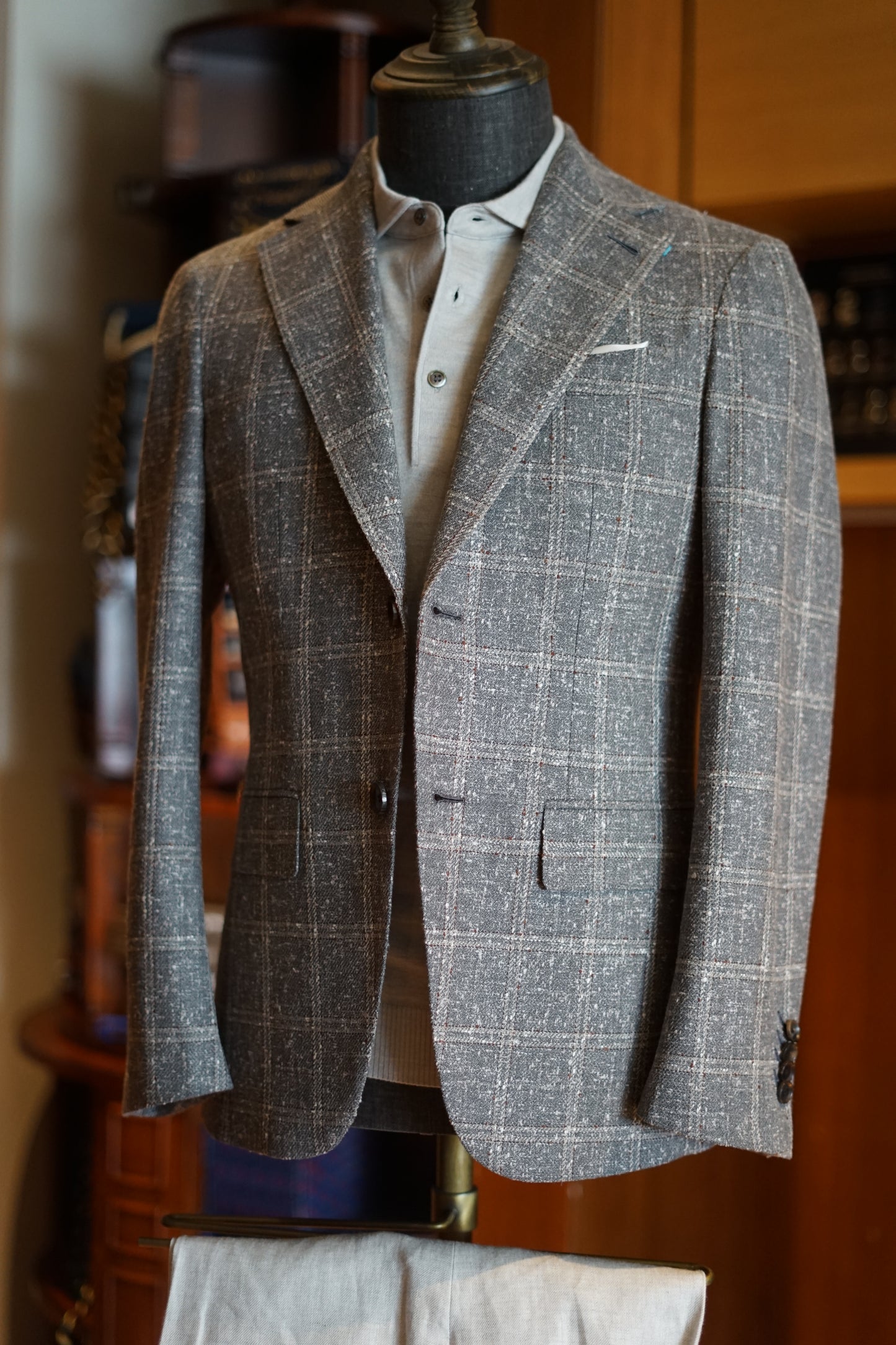 Grey Loro Piana Glen Check Wool–Linen Blend Jacket – Summer Edition