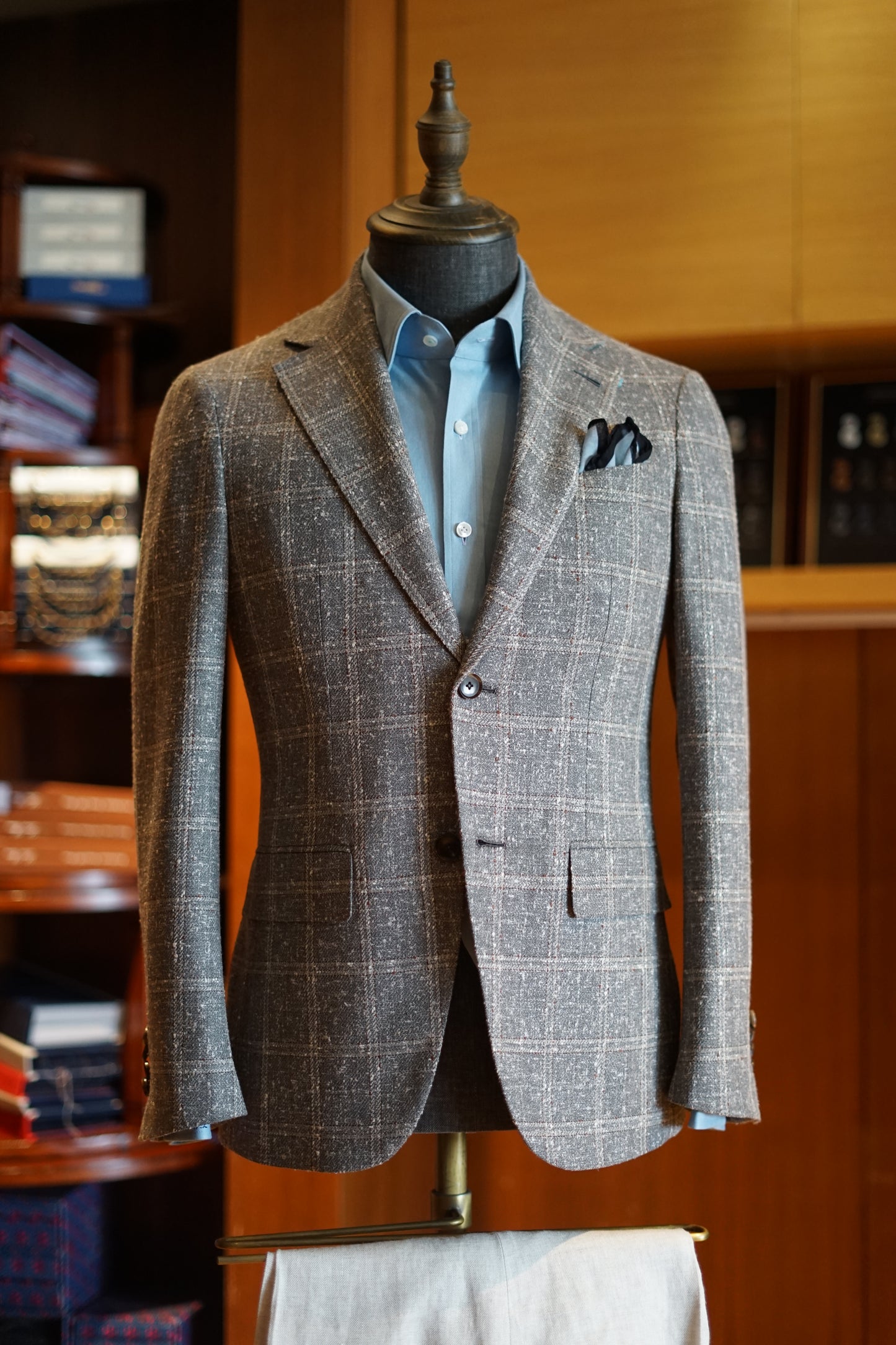 Grey Loro Piana Glen Check Wool–Linen Blend Jacket – Summer Edition