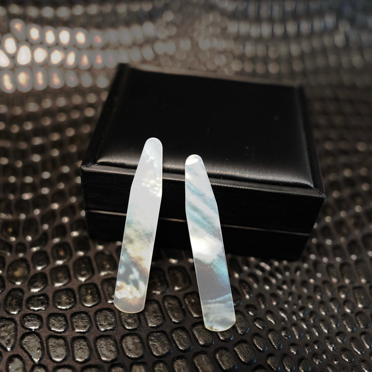 Personalized Collar Stays for Men, Engraved Mother of Pearl Gift, Custom Monogram Dress Shirt Accessory, Made to Order