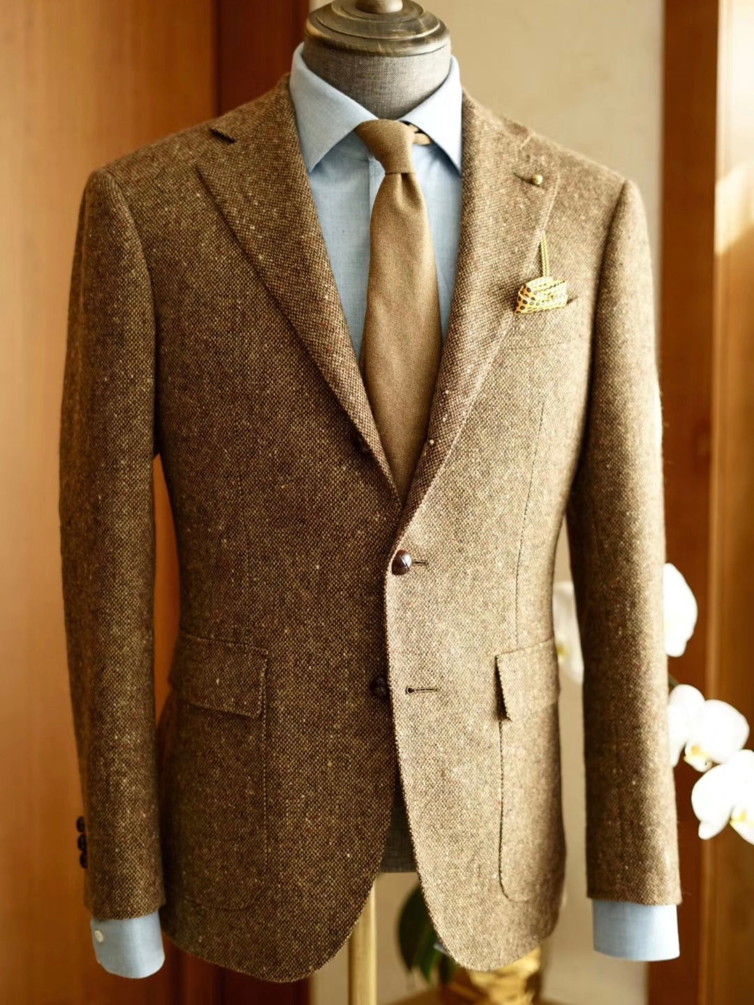 Brown Cashmere & Wool Handmad Tie