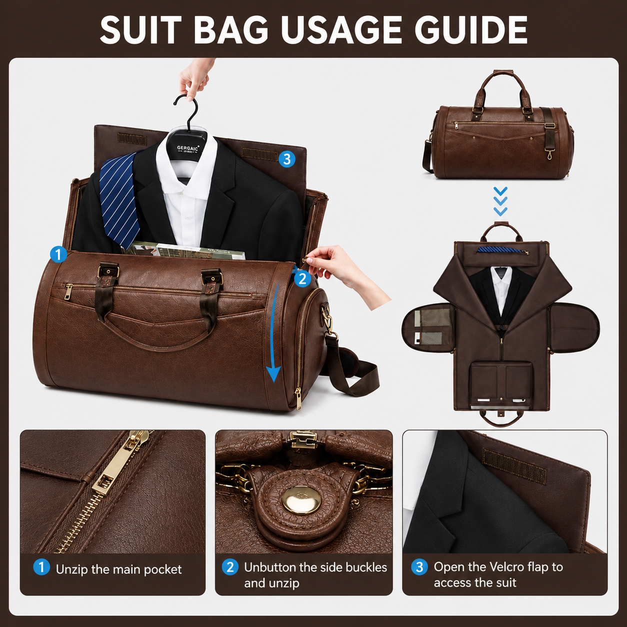 Suits Travel Duffle Bag Convertible Suit Shoes Overnight Bag