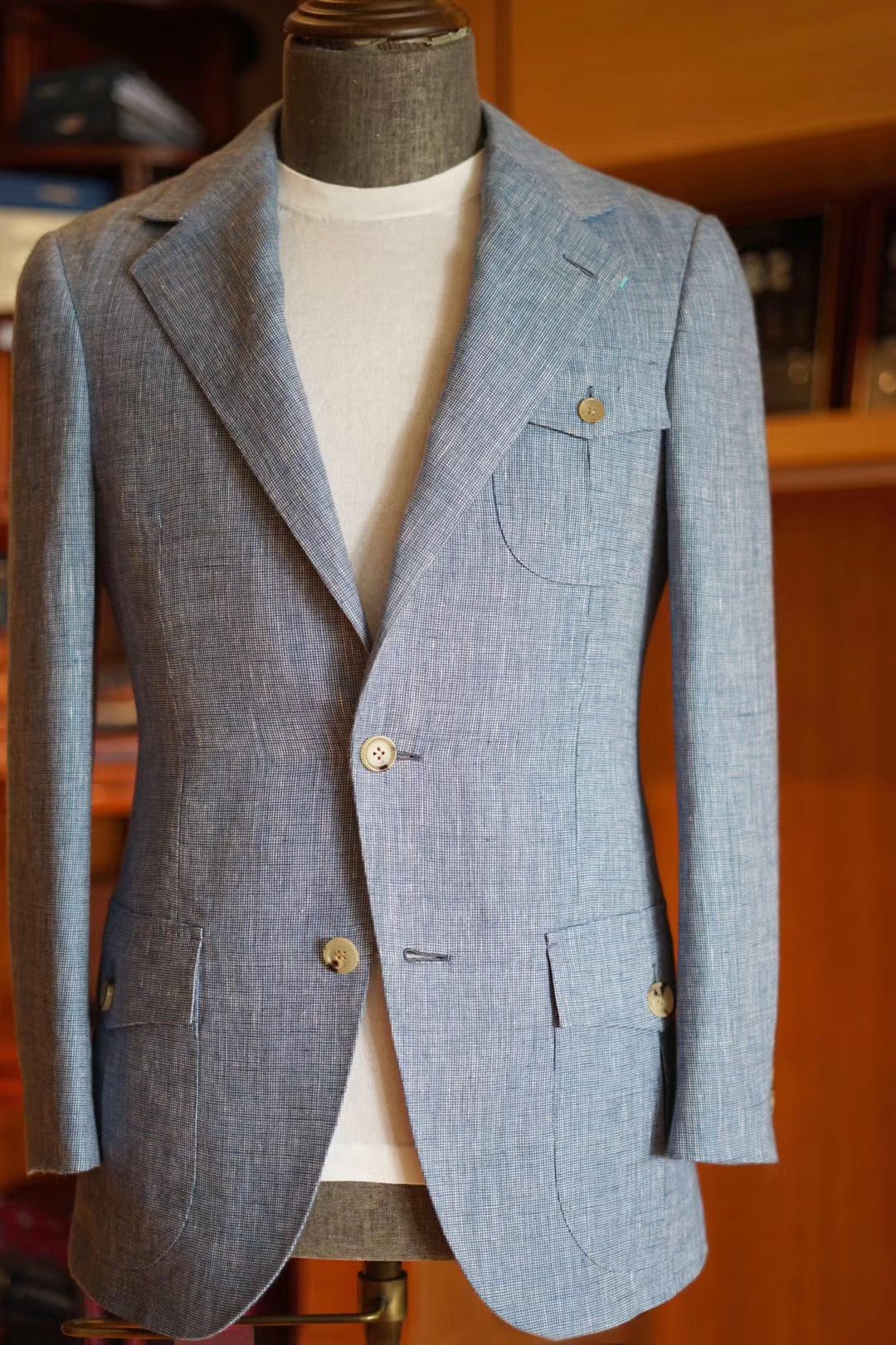 Sky Blue Irish Linen Safari Jacket – Summer Edition