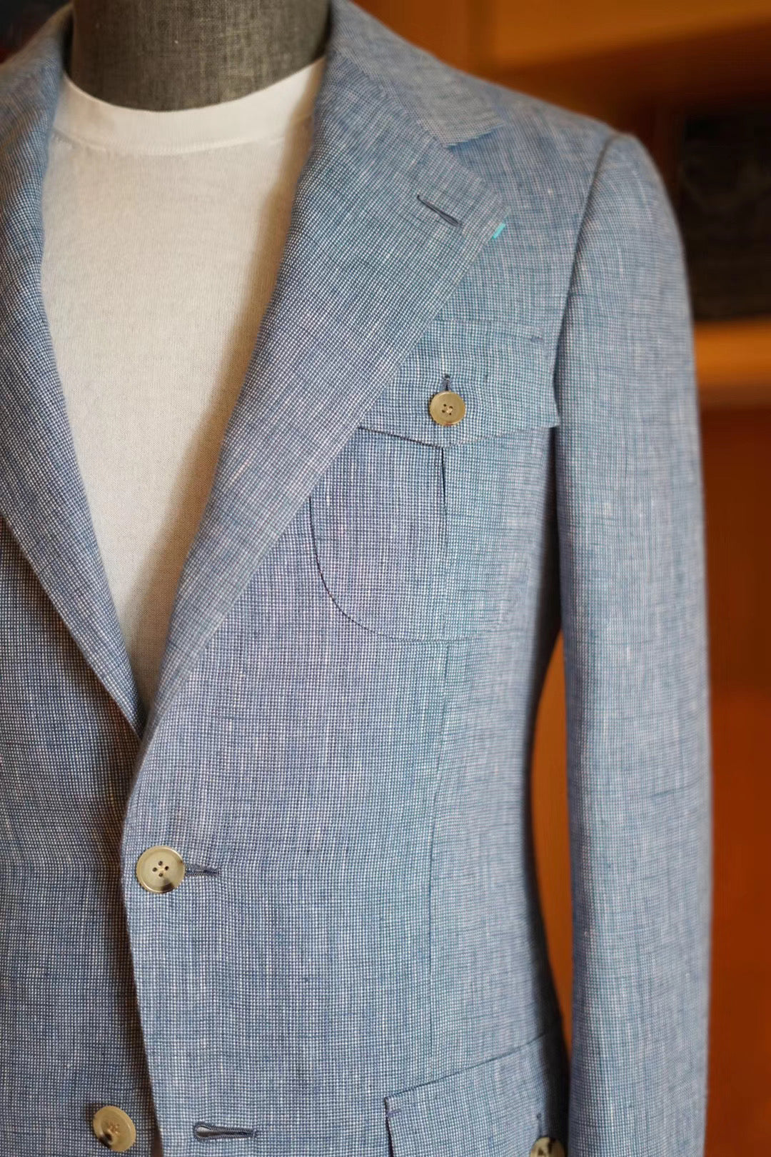 Sky Blue Irish Linen Safari Jacket – Summer Edition